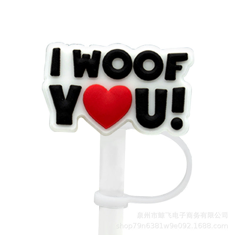 Wholesale Valentine's Day Love Silicone Straw Cap Cute Sweetheart Cartoon Straw Decorative Lid Straw Plug Straw Sleeve Straw Holder